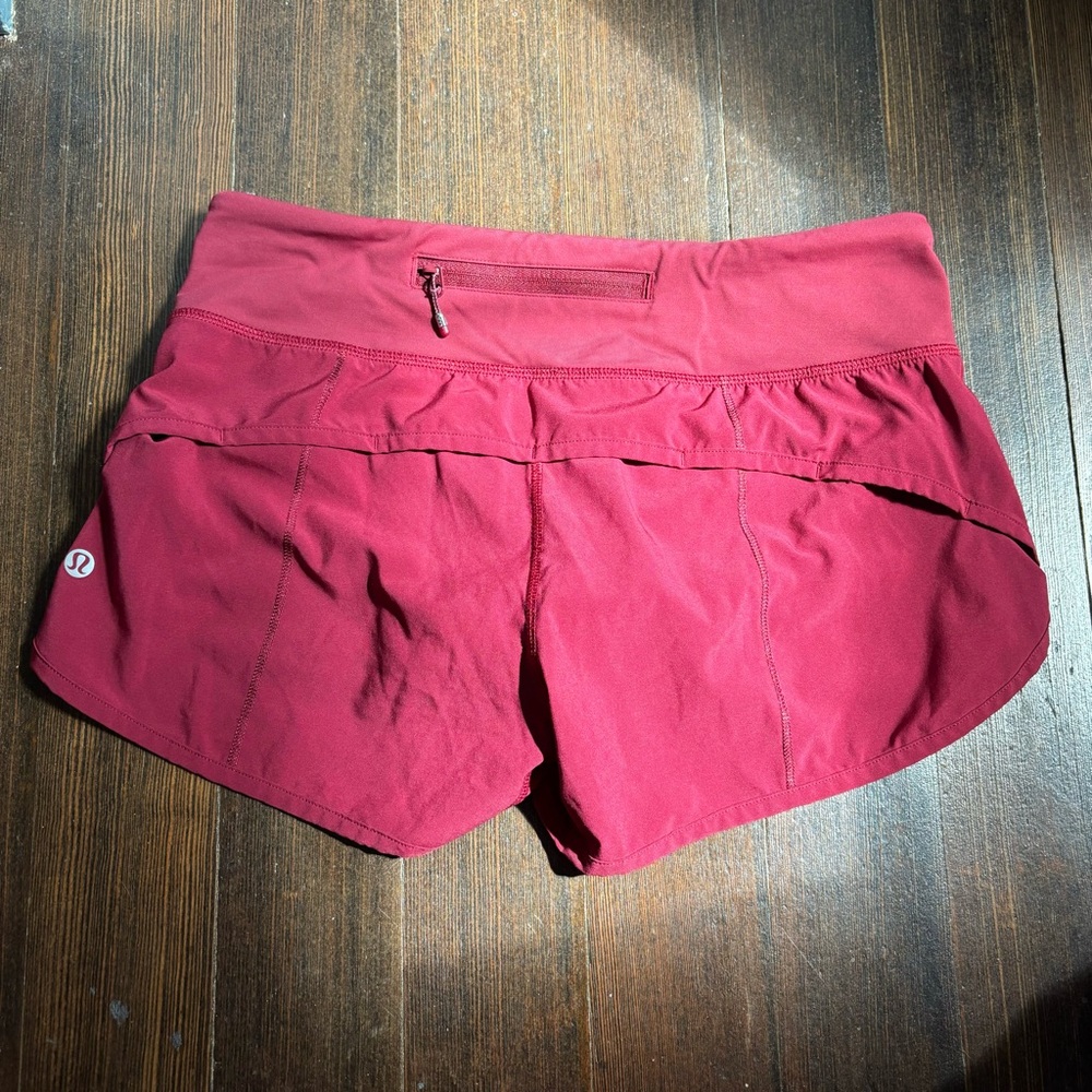 Lululemon Burgundy speed shorts size 4